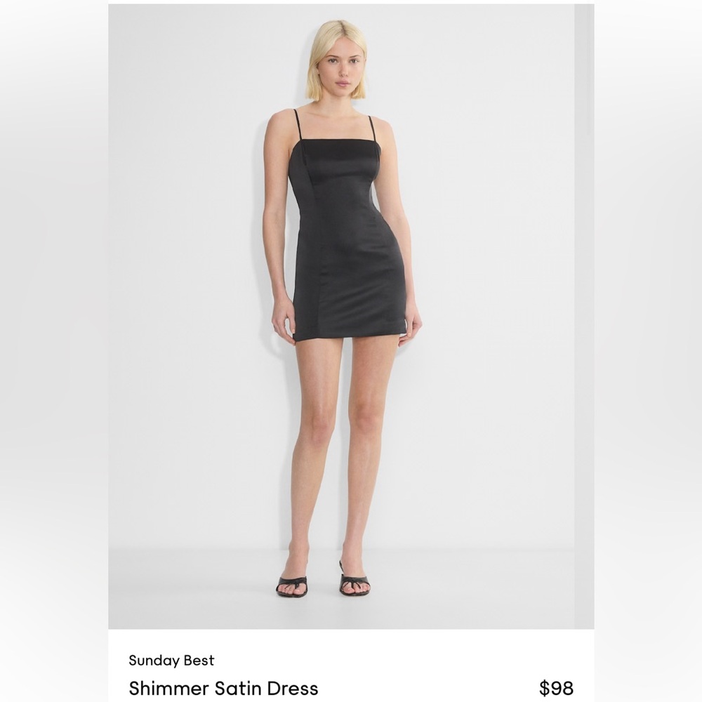 **SOLD** Aritzia Sunday Best Shimmer Satin Dress - 0/XS, Black